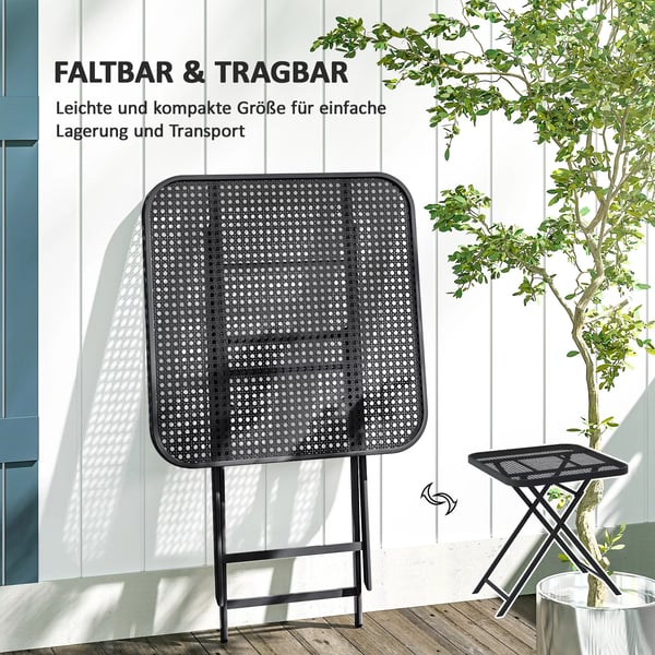Outsunny PuutarhapCytC terCs musta, taitettava 70x70cm, sCCnkestCvC