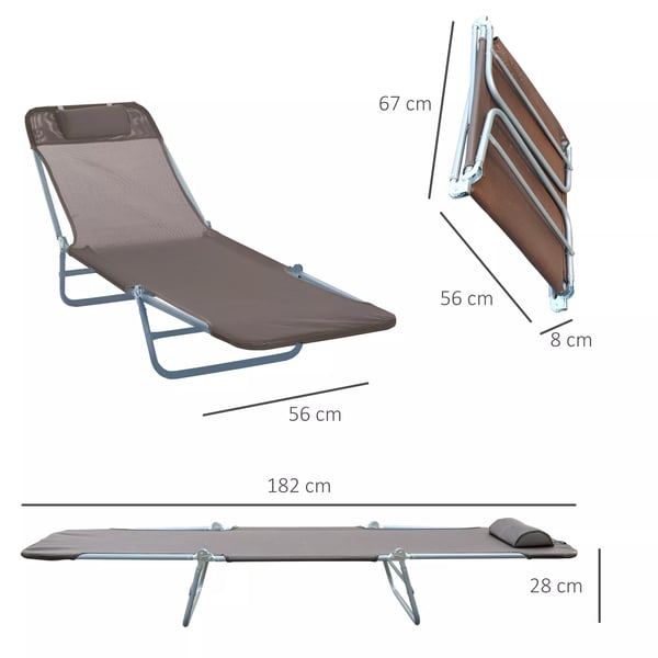 Outsunny solstol liggestol relaxstol badestol 2-benet solstol brun til have & terrasse