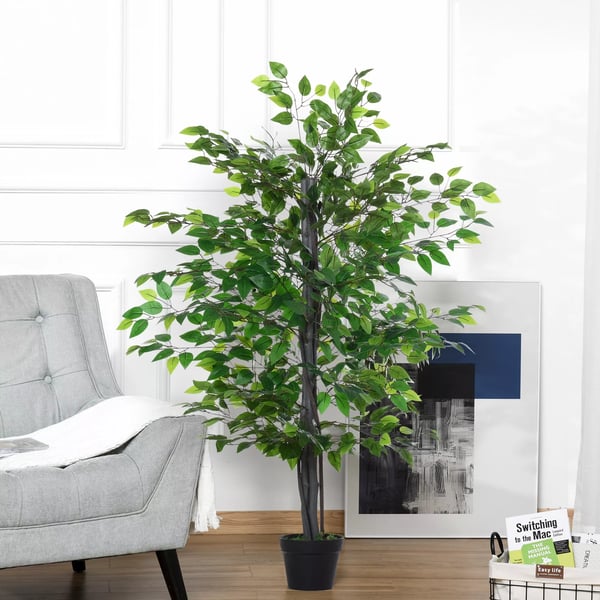 Outsunny Kunstig Banyantræ - Naturlignende Dekoration af PE, PP, Cement - 756 blade - 20x145cm