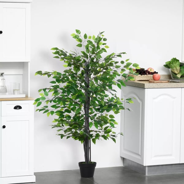 Outsunny Kunstig Banyantræ - Naturlignende Dekoration af PE, PP, Cement - 756 blade - 20x145cm