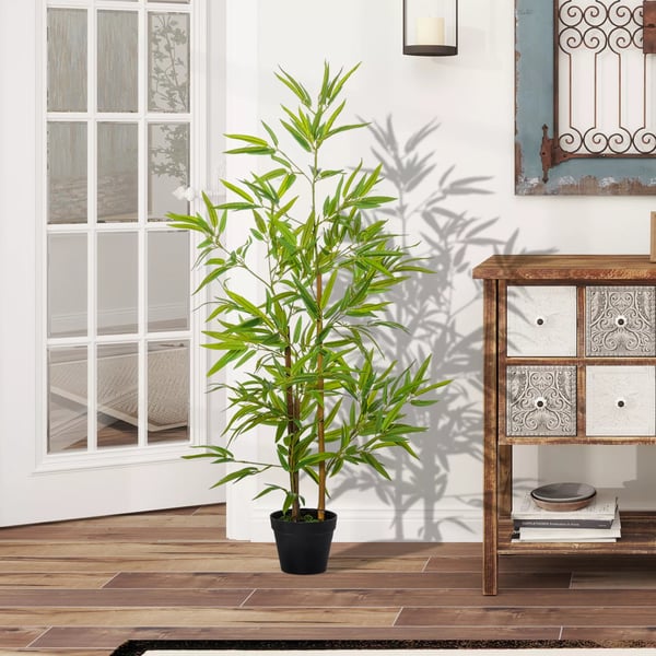 Outsunny Keinotekoinen bambu Koristeellinen kasvi, 120cm, Vihreä - Sisä-/ulkokäyttöön