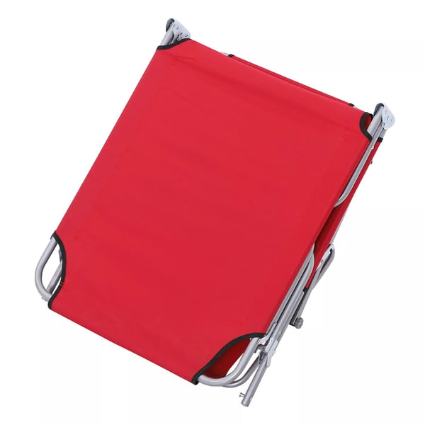 Outsunny solstol liggestol wellness-stol strandstol sammenklappelig med solbeskyttelse rød 187 x 58 x 36 cm
