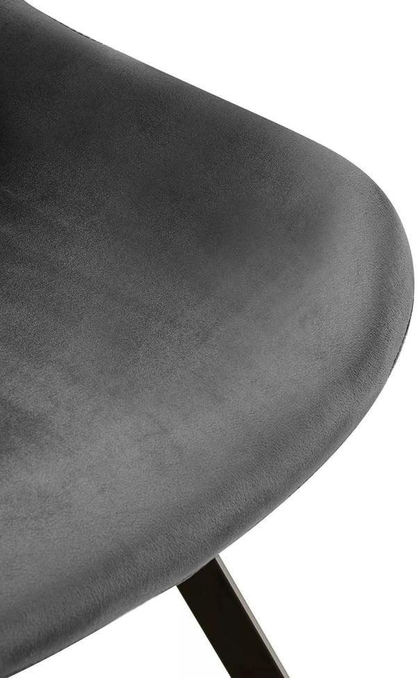 Sæt med 2 mørkegrå velour drejelige spisebordsstole med metalfod