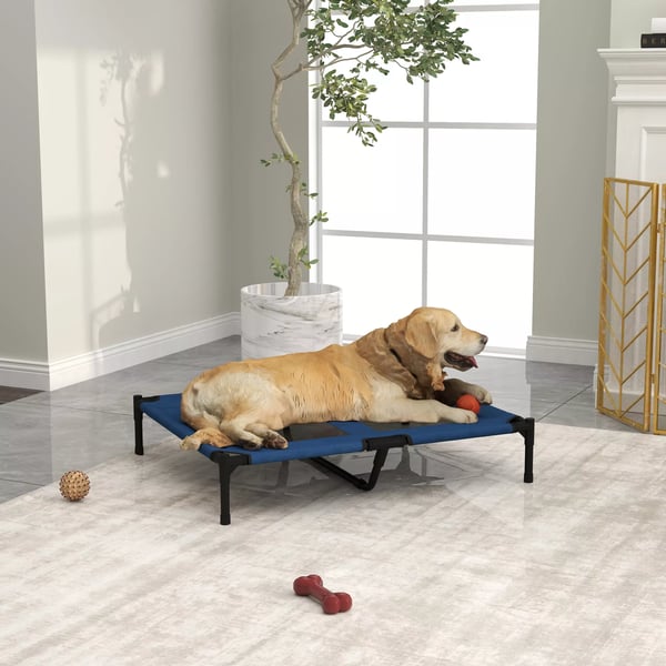 PawHut HFvet Hundeseng - BlE BlE-tekstil, JernrE, 91,5x76,2x18cm
