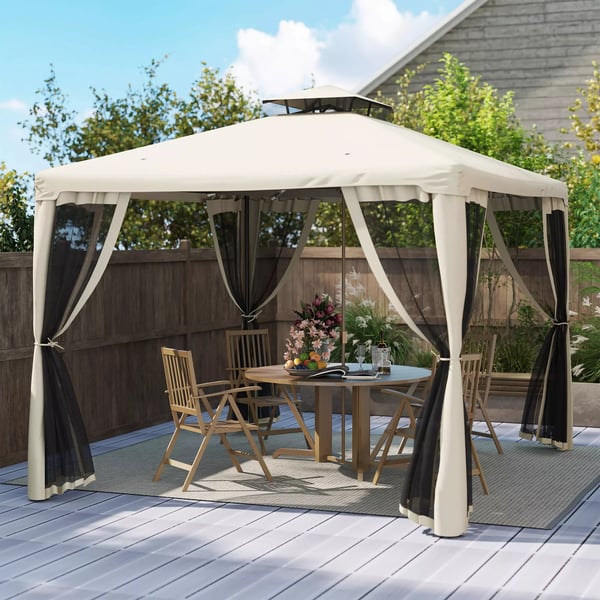Outsunny Havepavillon 3x3m M. 4 Sidevgge Gr, Polyester/Metal