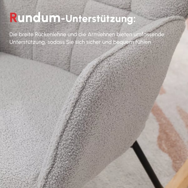 HOMCOM Gyngestol i Lysegrå Berberfleece - Komfortabel Afslapningsstol til Stuen, 71x92x101 cm