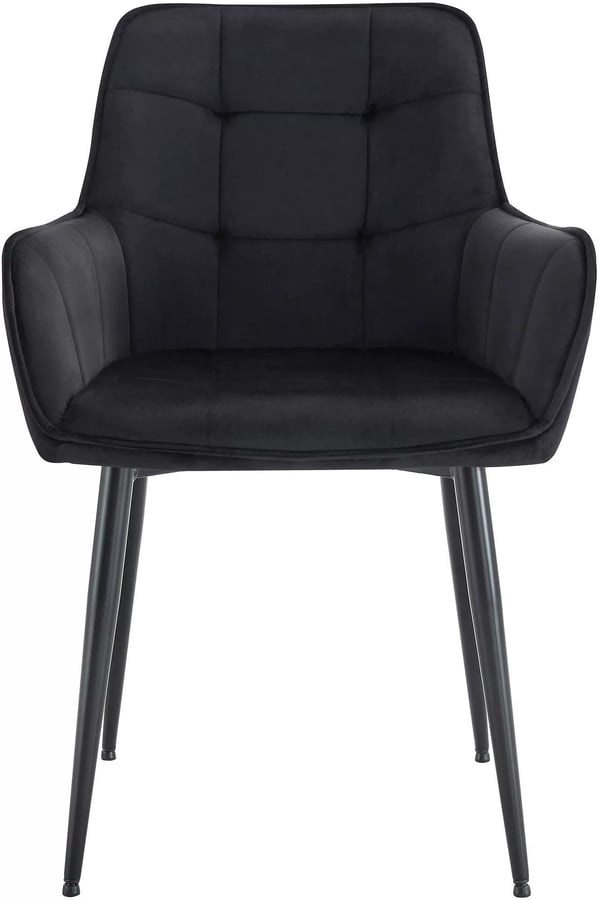 Sæt med 2 Ferndale sorte velour spisebordsstole med metalstel