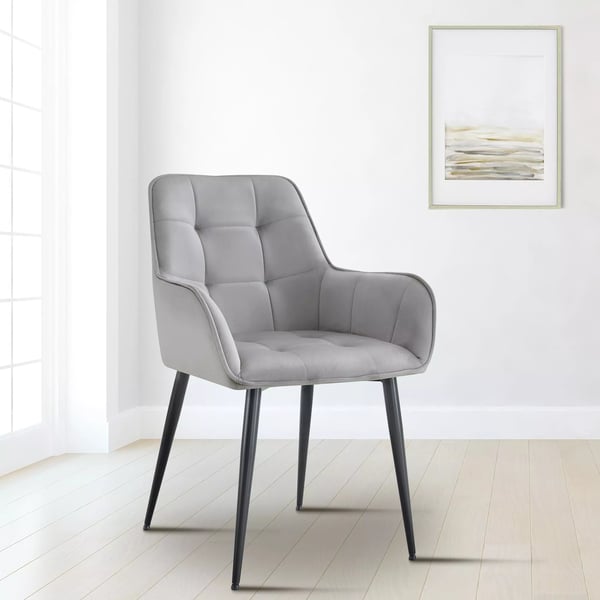 Ferndale Light Grey Velvet Dining Chair Set, 2 Pcs