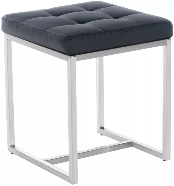 Barci Ottoman Skammel - Sort Imiteret Læder med Rustfrit Stål Stel, 40x40x48 cm