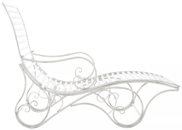 Amiens-puutarhatuoli, antiikinvalkoinen, metalli, 140x58x101 cm