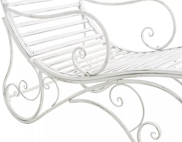 Amiens-puutarhatuoli, antiikinvalkoinen, metalli, 140x58x101 cm