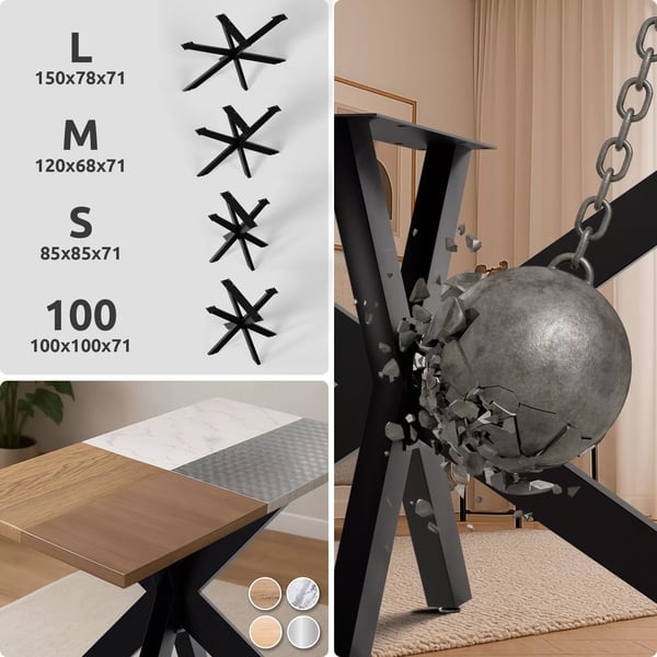 Hardwick industrielle sorte metalbordben - 85x85x71 cm