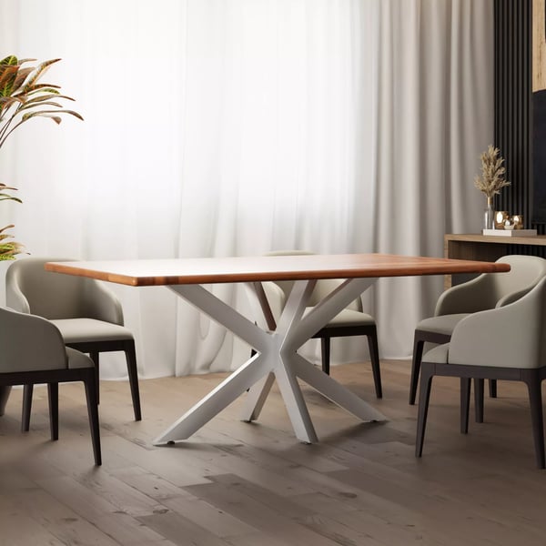 Hardwick Metalbordben 71 cm Højde Hvid Pulverlakeret Stål Industriel Stil (120x68x71 cm)