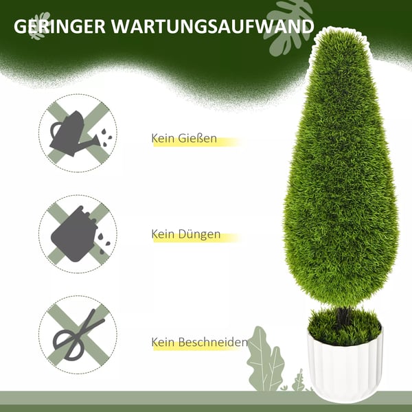 HOMCOM Kunstige Cypresser 2 stk, 90 cm Kunstig Plante, Grønlige med Kunstmos, PE Plastik, Indendørs/Udendørs