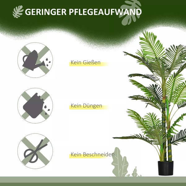 HOMCOM Kunstig Palme, PEVA/PE/PP/Cement, 150cm, Grøn, Indendørs Plante med Cementfyldning