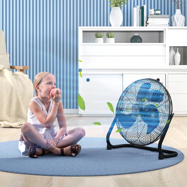 HOMCOM-pöytätuuletin, sähkökäyttöinen tuuletin 3 nopeudella, 120° säädettävä kulma, kotiin, toimistoon, makuuhuoneeseen, musta