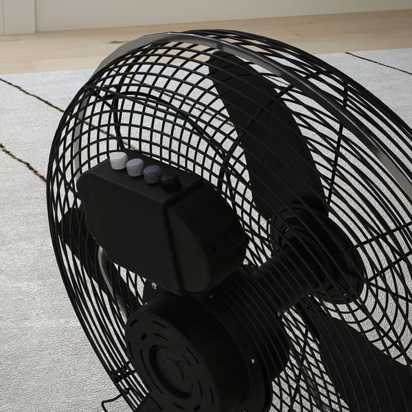HOMCOM-pöytätuuletin, sähkökäyttöinen tuuletin 3 nopeudella, 120° säädettävä kulma, kotiin, toimistoon, makuuhuoneeseen, musta