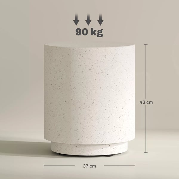 HOMCOM Sofabord i betonlook - Ø37 x 43 cm, Cremefarvet - Uorganisk malmpulver