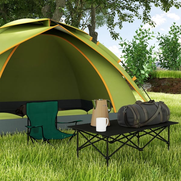 Outsunny Klapbord i Aluminium, Sort til Camping og Have, 95x55cm