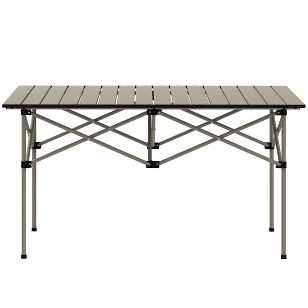 Outsunny hopfällbart campingbord i aluminium, khaki, 95 x 55 cm