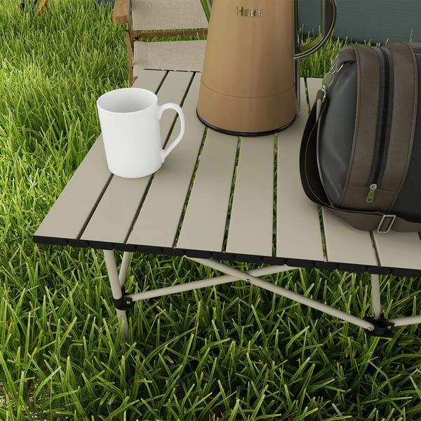 Outsunny Klapbord i Aluminium Khaki - Perfekt til Camping og Have (95x55cm)
