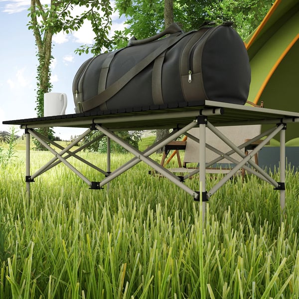 Outsunny Klapbord i Aluminium Khaki - Perfekt til Camping og Have (95x55cm)