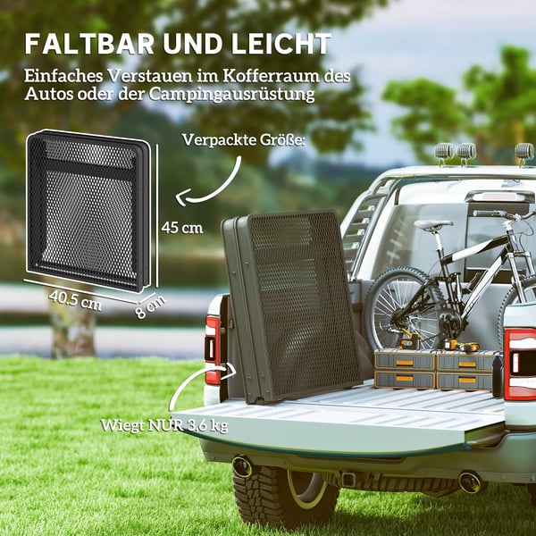 Outsunny Foldbart Campingbord, Hjdejusterbar, Metalrist, Sort - 90x40.5x48/58 cm