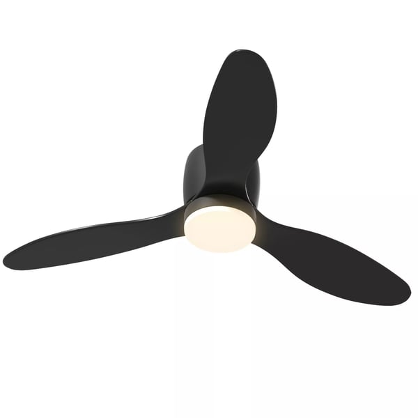 HOMCOM Takfläkt med LED-belysning, Fjärrkontroll, 115cm, 3 Blad, DC-motor, 6 Hastigheter, Timer, Svart