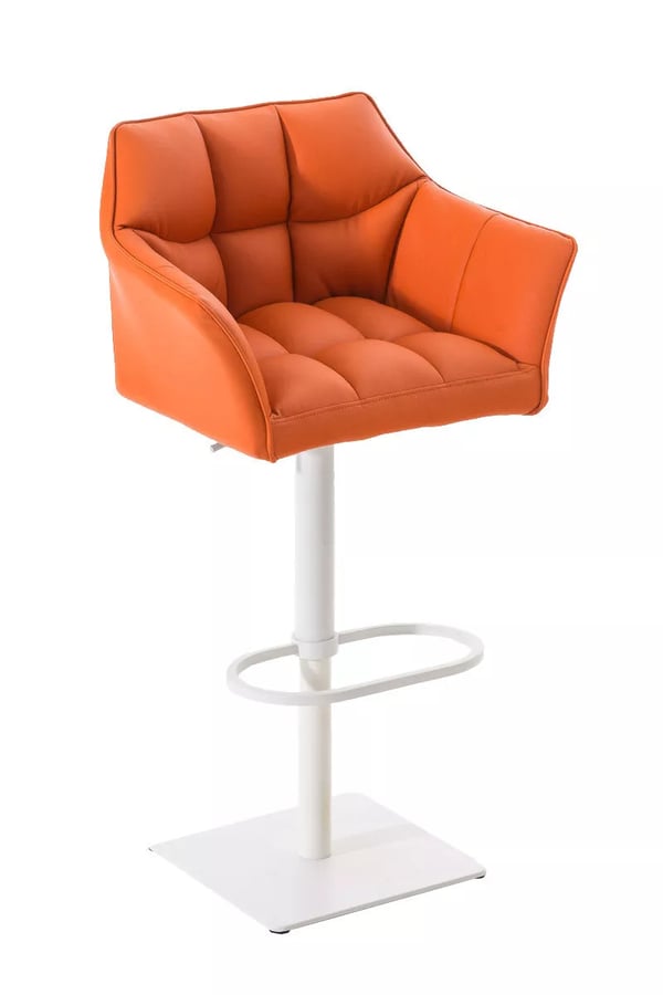 Damaso orange barstol i konstläder med metallram