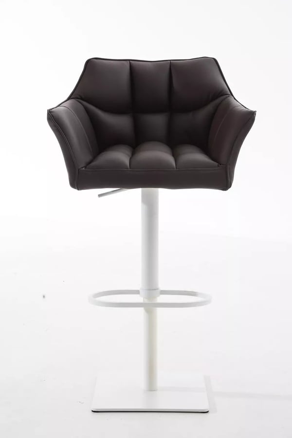 Damaso Brun Kunstlæder Justerbar Drejebar Barstol med Metalramme - 58-83 cm Højde