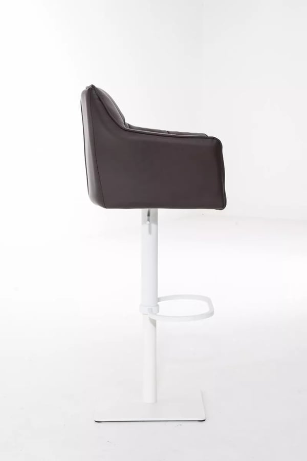 Damaso Brun Kunstlæder Justerbar Drejebar Barstol med Metalramme - 58-83 cm Højde