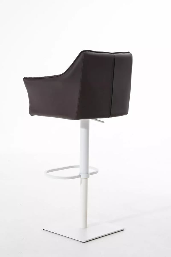 Damaso Brun Kunstlæder Justerbar Drejebar Barstol med Metalramme - 58-83 cm Højde