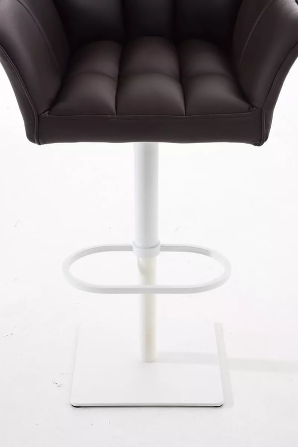 Damaso Brun Kunstlæder Justerbar Drejebar Barstol med Metalramme - 58-83 cm Højde