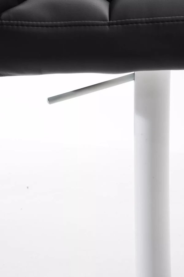 Damaso sort barstol i kunstlæder med metalramme, justerbar højde, drejefunktion og fodstøtte
