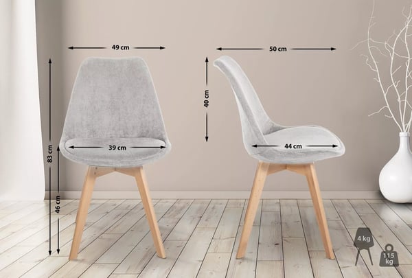 Sæt med 4 beige spisebordsstole i imiteret læder med træstel