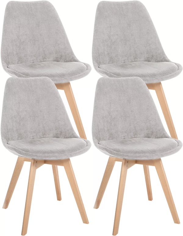4 x Linares ruokapöydän tuolia, beige keinonahka & puujalat