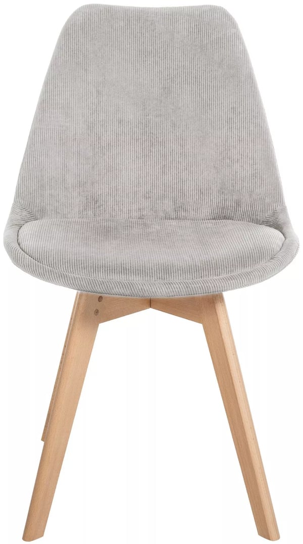 Sæt med 4 beige spisebordsstole i imiteret læder med træstel