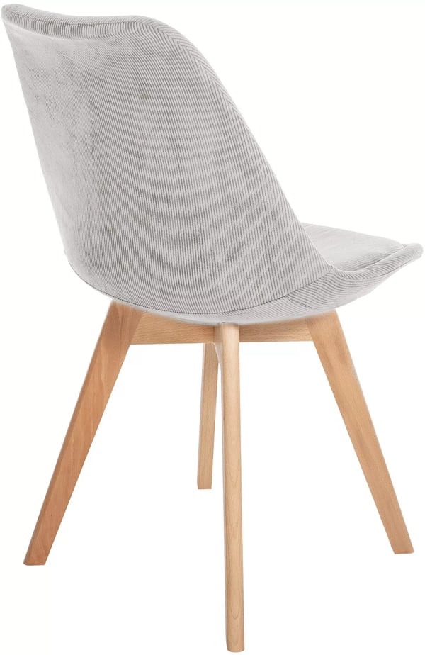 Sæt med 4 beige spisebordsstole i imiteret læder med træstel