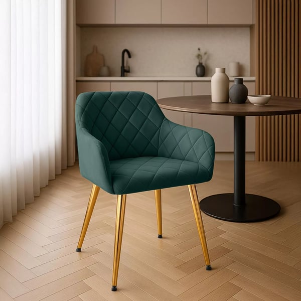 Monett Sametti Ruokapoytän Tuoli - Tyylikään Vihreä Velour