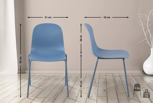 Hardin Pinoamistuoli Sininen Muovi/Teräs - 2 kpl setti