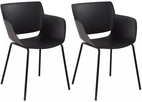 Set med 2 Alpena-stolar - Svart plastsits med metallram, för utomhus-/inomhusbruk