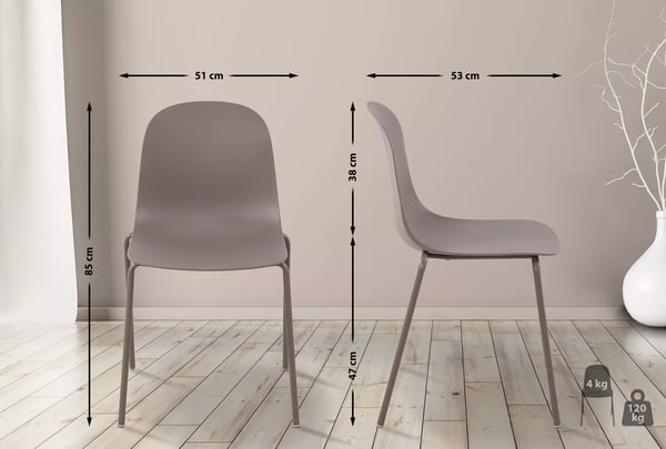 Hardin pinottava tuoli, muovi/metallirunko, taupe (2 kpl)