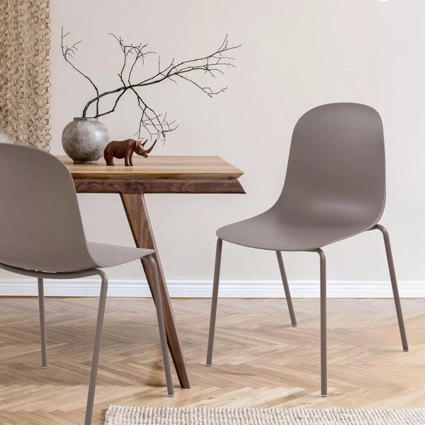 Hardin pinottava tuoli, muovi/metallirunko, taupe (2 kpl)