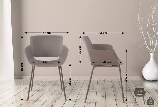 Alpena-tuoli setti, 2 kpl, muovi/metallirunko, taupe