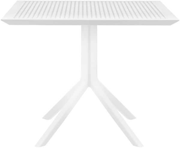 Sky Hvidt Spisebord i Plast - 80x80 cm, Indendørs/Udendørs, Vejrbestandigt Polypropylen