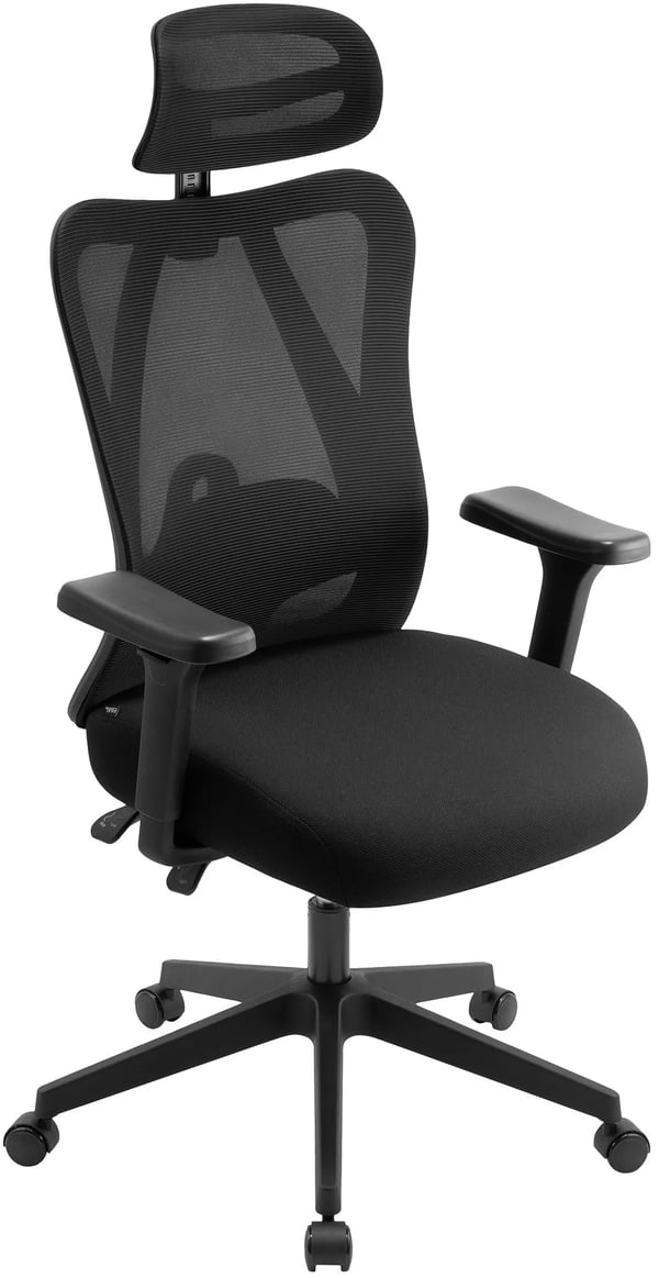 Työtuoli Elisha, musta kangas, säädettävä, ergonominen