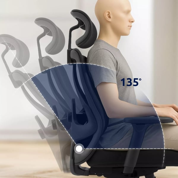 Työtuoli Elisha, musta kangas, säädettävä, ergonominen