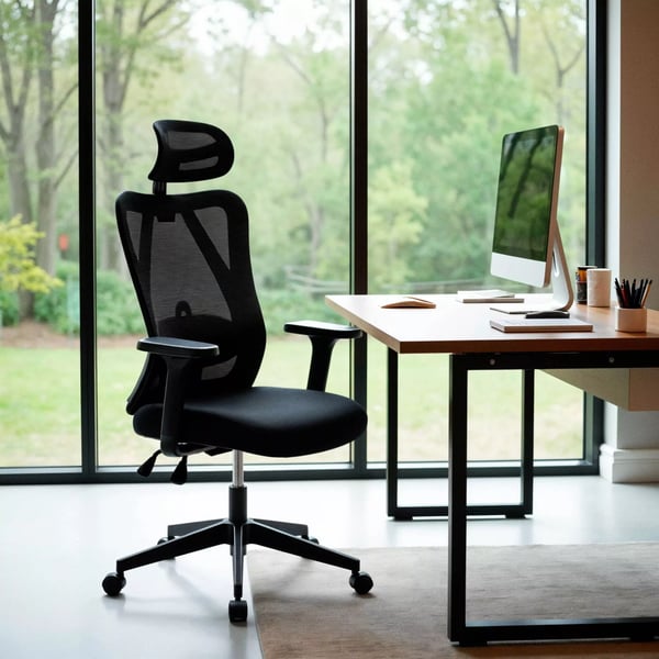 Työtuoli Elisha, musta kangas, säädettävä, ergonominen