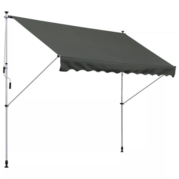 Outsunny Balkongmarkis - Manuell Veckarm, Aluminium/Stål/Polyester, Grå, 300x150 cm
