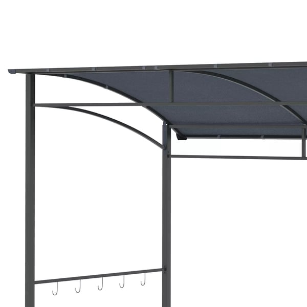 Outsunny grillpavillon, grilloverdækning, regnbeskyttelse, UV-bestandig, vandtæt, med kroge, stålramme, polyester, grå, 215 x 150 x 174/220 cm